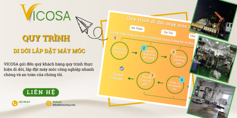 Quy trình di dời lắp đặt máy móc công nghiệp nhanh, an toàn & chuyên nghiệp